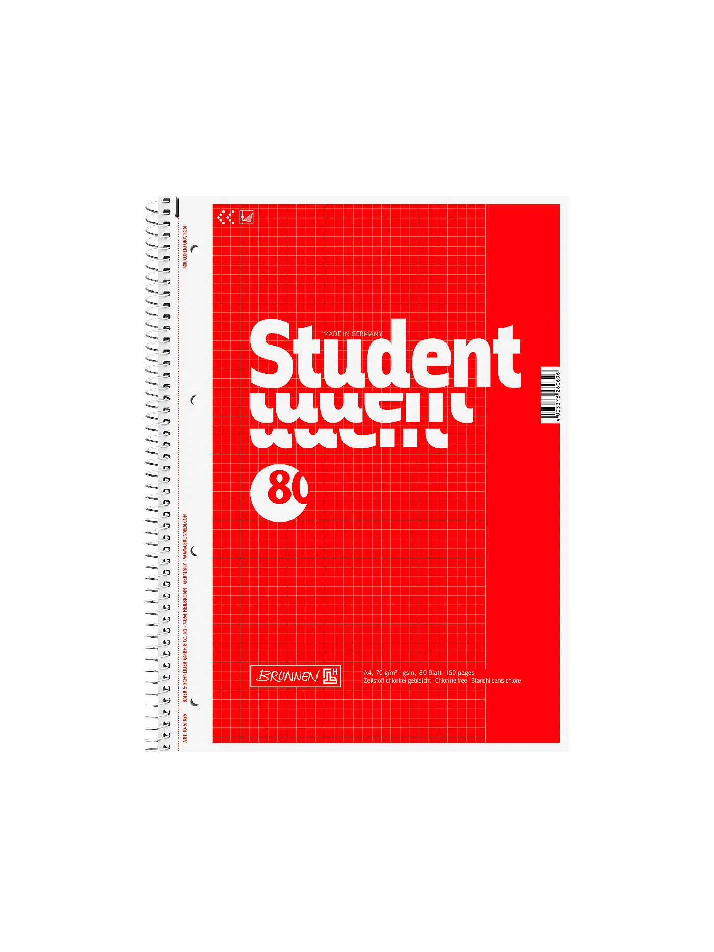 BRUNNEN VERLAG | Brunnen Collegeblock A4 Spiralbindung 80 Blatt | 